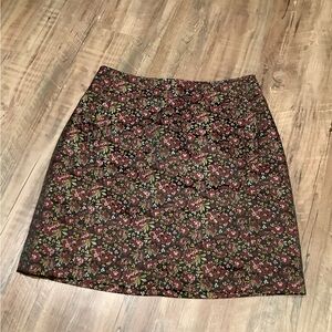 Loft 6P structured pink black floral skirt - subtle sheen